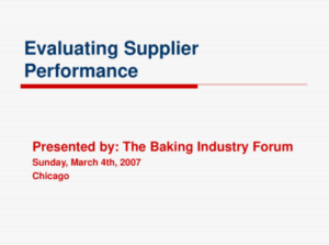 BEMA - BIF - Baking Industry Forum - Evaluating Supplier Performance