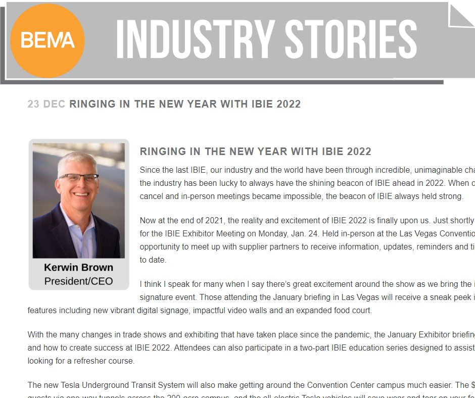 CEO Insights - Ringing In the New Year With IBIE 2022