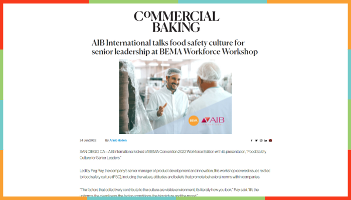 AIB International talks food safety culture for senior leadership at BEMA Workforce Workshop