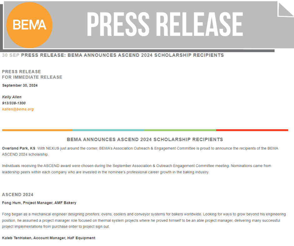 Press Release BEMA Announces ASCEND 2024 Scholarship Recipients