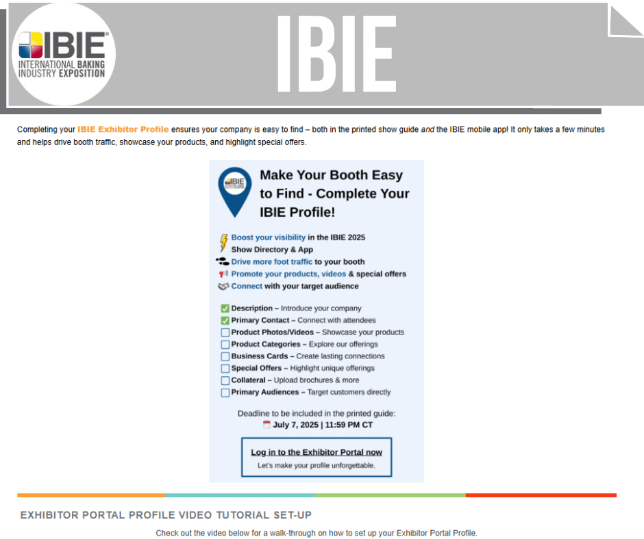Steps To Completing Your IBIE 2025 Exhibitor Portal Profile