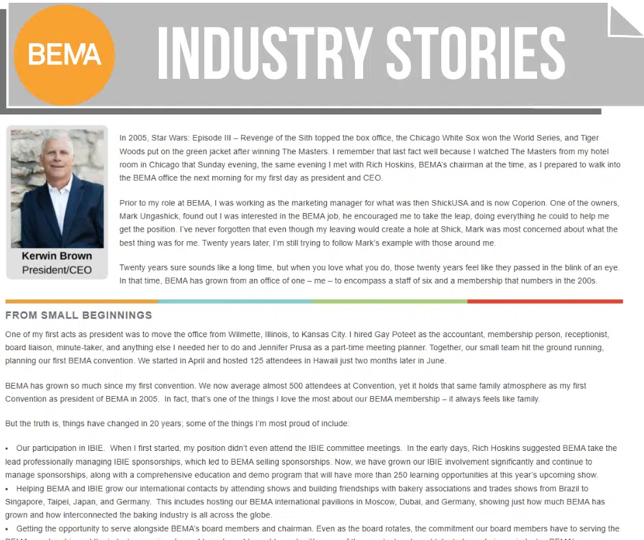 CEO Insights Twenty Years with BEMA From a One-Person Office to a Global Baking Family