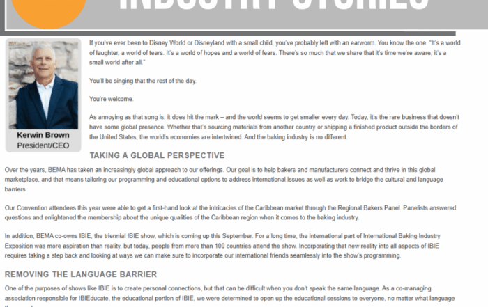 CEO Insights It’s a Small World for the Baking Industry