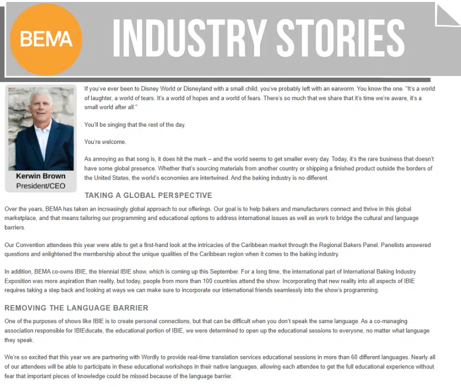 CEO Insights It’s a Small World for the Baking Industry